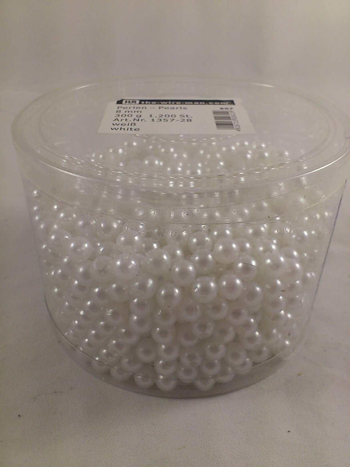 Perlen weiss 8 mm. 1200 st.